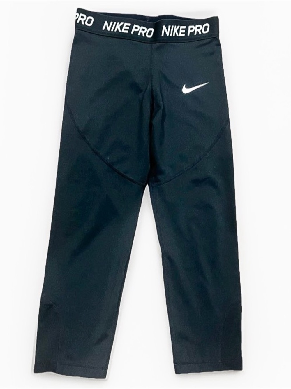 Nike Black Kids Compression Leggings with White Swoosh